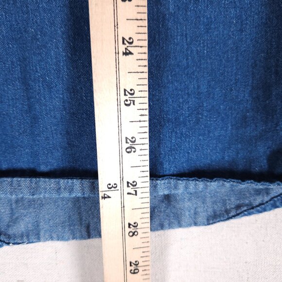 Wrangler Premium Quality Blue Denim Button Shirt Mens XL Pockets Western America - Picture 6 of 15